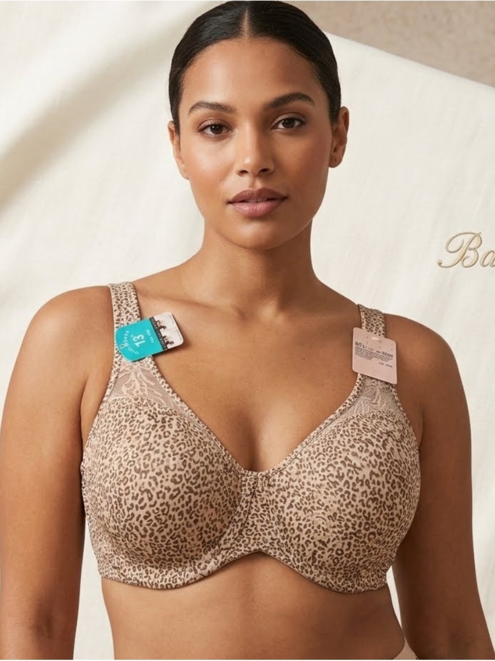Bali Minimizer Underwire Bra Smooth Silhouette Leopard Retails $48 size 40D
